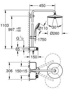 Colonne De Douche Thermostatique|Grohe Euphoria SmartControl System 260 Mono Colonne de douche thermostatique (G-26509000)