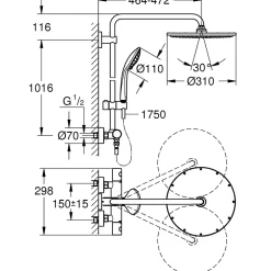 Colonne De Douche Hydromassante|Grohe Euphoria System 310 Système de douche thermostatique pour montage mural (26075DL0)