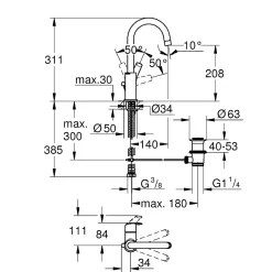 Grohe Eurosmart - Mitigeur monocommande pour lavabo 1/2