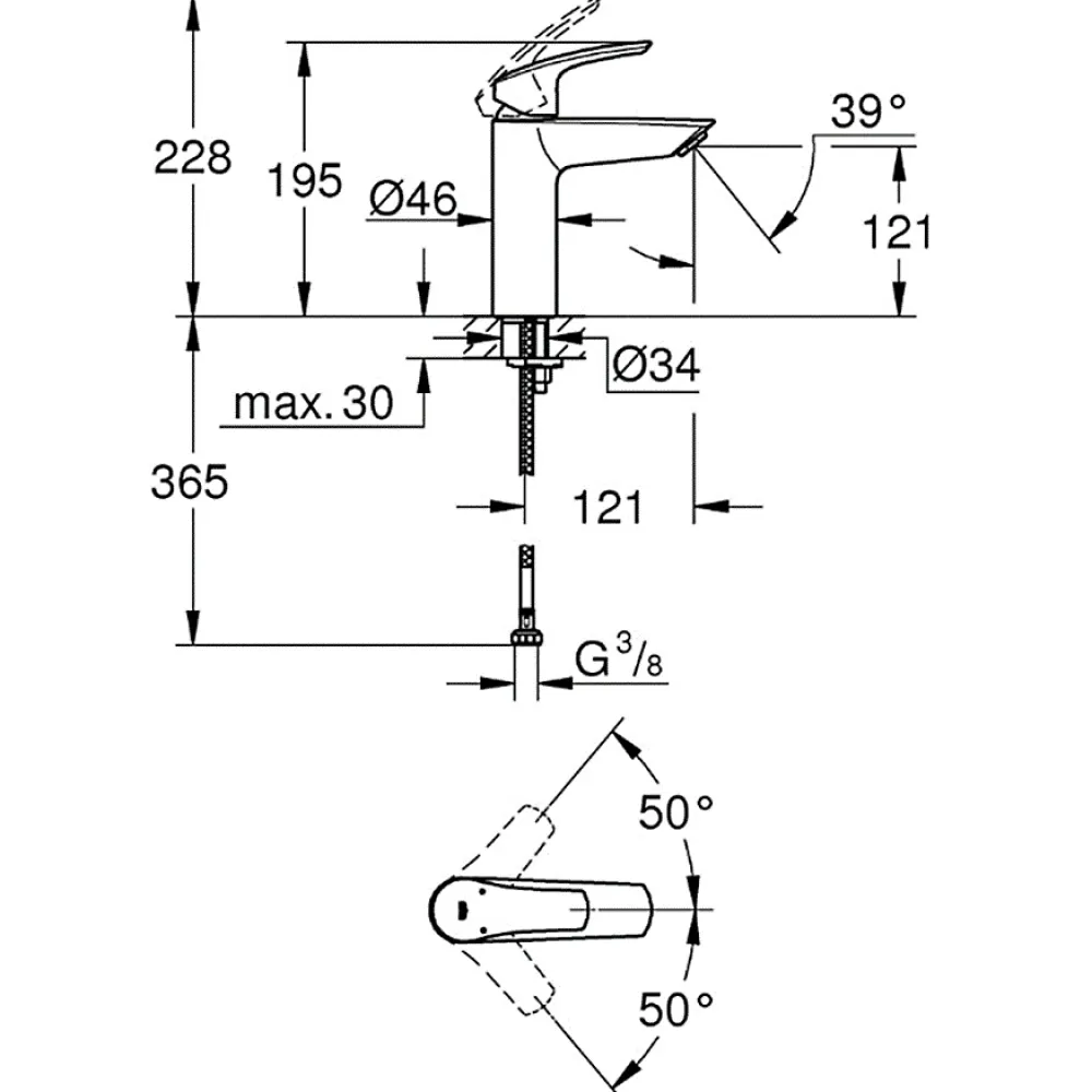 Robinet Lavabo Et Vasque|Grohe EUROSMART Mitigeur monocommande de lavabo Taille M, Chrome (23324003)