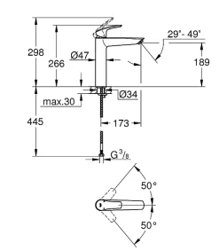 Robinet Lavabo Et Vasque|Grohe EUROSMART Mitigeur monocommande de lavabo XL , Chrome (23971003)