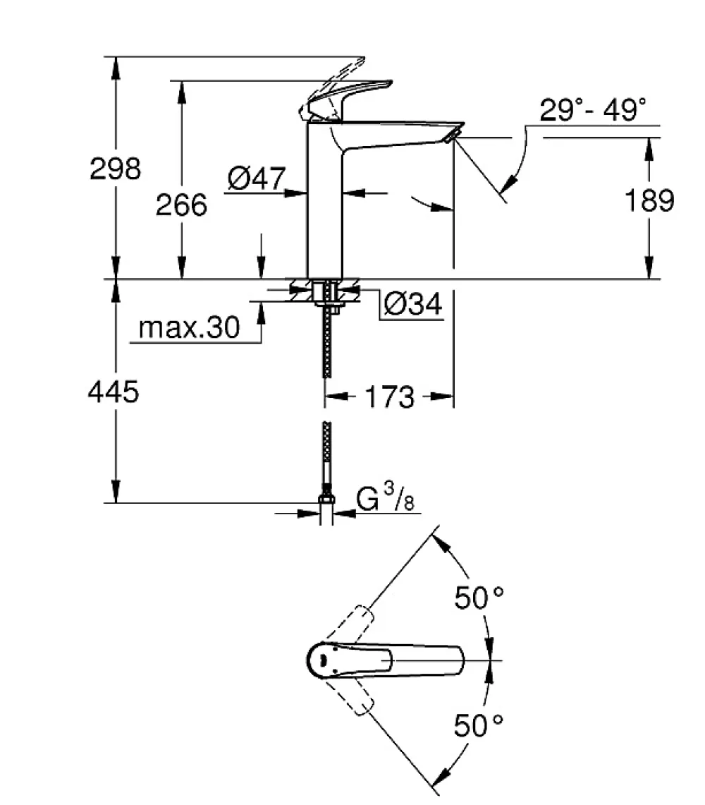 Robinet Lavabo Et Vasque|Grohe EUROSMART Mitigeur monocommande de lavabo XL , Chrome (23971003)