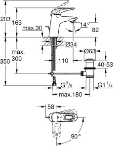 Robinet Lavabo Et Vasque|Grohe Eurostyle Mitigeur Monocommande Lavabo Taille S, Blanc/chromé (23374LS3)