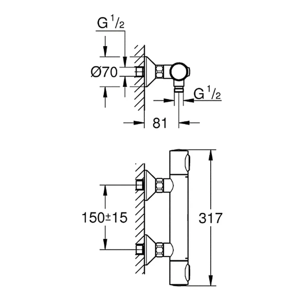 Grohe GROHTHERM 500 Mitigeur Thermostatique de douche 1/2" (34793000)