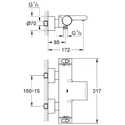 Robinet De Baignoire|Grohe Grohtherm 2000 Mitigeur thermostatique Bain / Douche 34466001