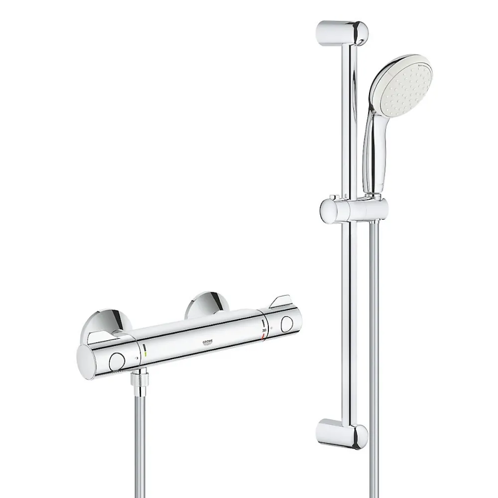 Colonne De Douche Thermostatique|Grohe Grohtherm 800 Mitigeur thermostatique douche 1/2" avec ensemble de douche, Chrome (34565001)