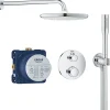Grohe Grohtherm Set de douche encastré avec mitigeur thermostatique, douche de tête XXL 250 et douchette, Chrome (34727000-XXL2)