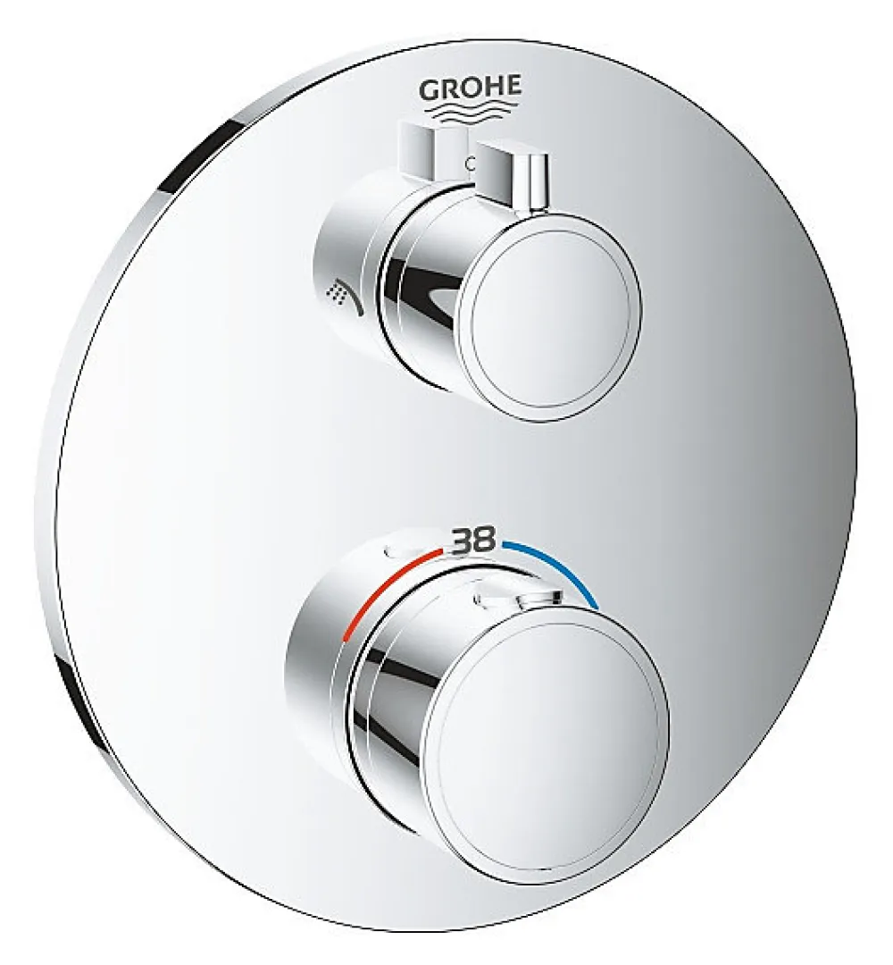 Grohe Grohtherm Set de douche encastré avec mitigeur thermostatique, douche de tête 210mm + Douchette avec support mural, Chrome