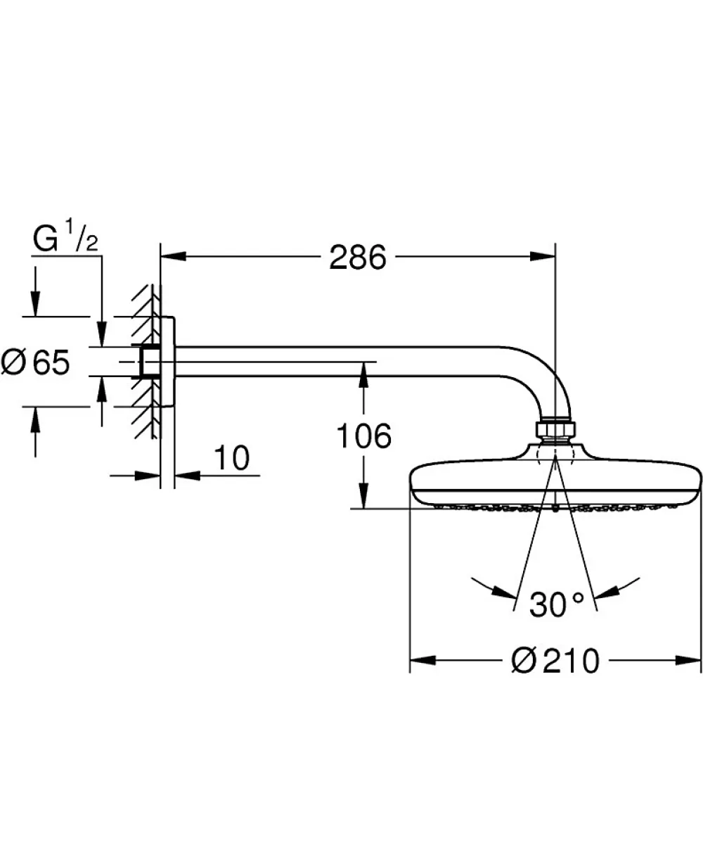 Grohe Grohtherm Set de douche encastré avec mitigeur thermostatique, douche de tête 210mm + Douchette avec support mural, Chrome