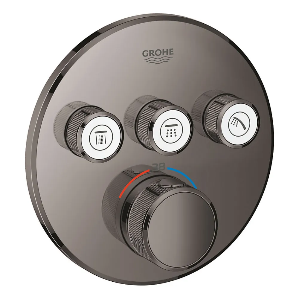 Grohe Grohtherm Smartcontrol, Thermostatique pour installation encastrée 3 sorties, Hard Graphite (29121A00)
