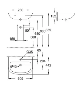 Grohe Lavabo suspendu 60 cm Bau Ceramic Blanc Alpin (39421000)