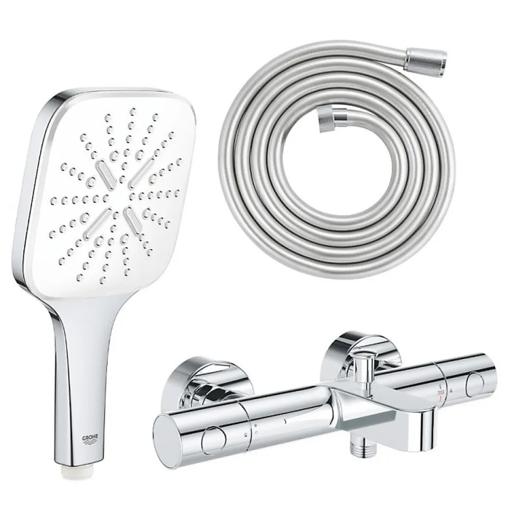Robinet De Baignoire|Grohe Mitigeur bain douche Precision Get avec douchette 3jets Vitalio Smartactive 130 Cube et flexible 200cm