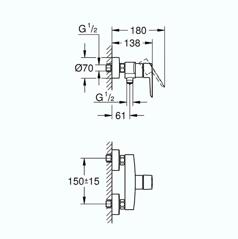 Colonne De Douche Mécanique|Grohe Mitigeur de douche Start 2021 monocommande avec douchette 1jet Vitalio Joy Cube et flexible 200cm
