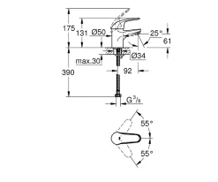 Robinet Lavabo Et Vasque|Grohe Mitigeur Lavabo Monocommande 1/2" EUROECO Chromé 32734000