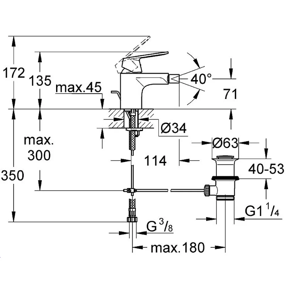 Robinet De Bidet|Grohe Mitigeur monocommande Bidet Taille S Eurosmart Cosmopolitan 32839000