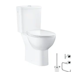 Grohe Pack WC à poser Bau Ceramic quickfix + Accessoires salle de bain Essentials Cube
