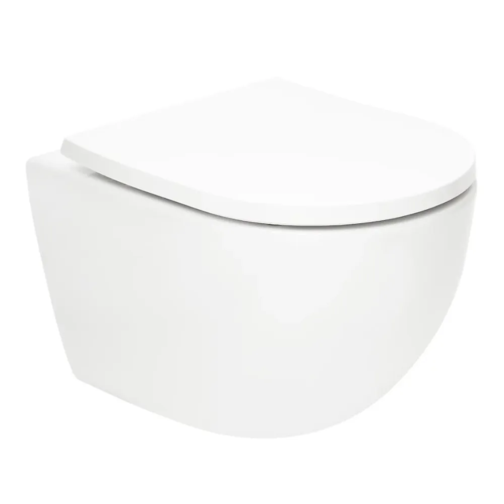 Wc Suspendu|Grohe Pack WC Bâti-support autoportant Rapid SL + WC SAT Tornado sans bride + Abattant SoftClose + Plaque chrome (PROTORNADO1)
