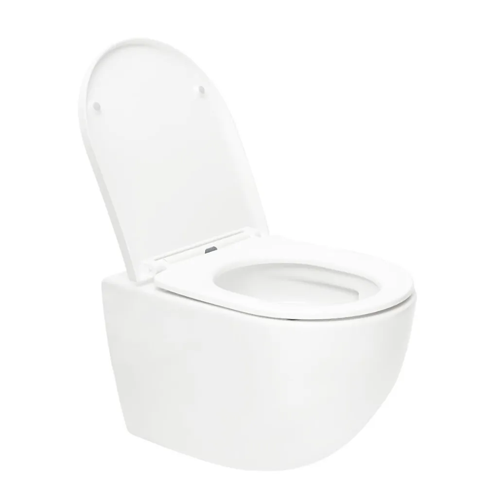 Wc Suspendu|Grohe Pack WC Bâti-support autoportant Rapid SL + WC SAT Tornado sans bride + Abattant SoftClose + Plaque chrome (PROTORNADO1)