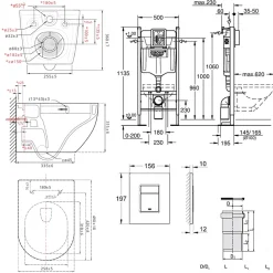 Wc Suspendu|Grohe Pack WC Bâti-support autoportant Rapid SL + WC SAT Tornado sans bride + Abattant SoftClose + Plaque chrome (PROTORNADO1)