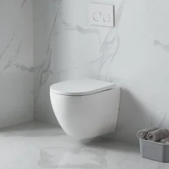 Wc Suspendu|Grohe Pack WC Bâti-support + WC sans bride Tornado Quiet SAT Fusion + Abattant softclose + Plaque Chrome