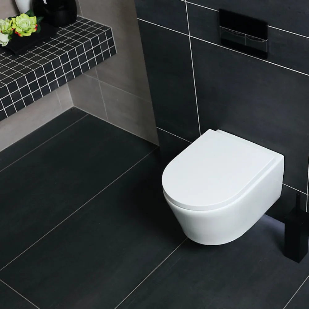 Wc Suspendu|Grohe Pack WC Rapid SL + Cuvette sans bride SAT, fixations invisibles + Plaque Noir mat (RapidSL082-SATrimless-KF0)