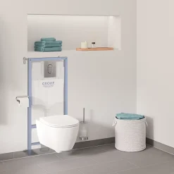 Wc Suspendu|Grohe Pack WC suspendu sans bride Essence + abattant + plaque chromée + bâti