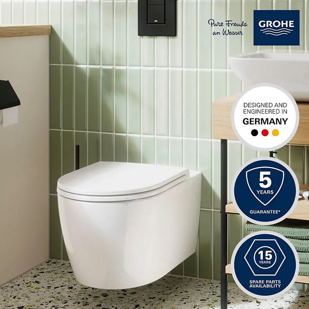 Grohe Pack WC suspendu Start Round caréné sans bride, abattant frein de chute déclipsable
