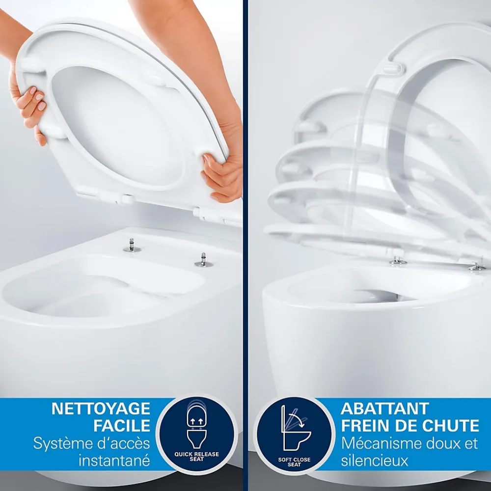 Grohe Pack WC suspendu Start Round caréné sans bride, abattant frein de chute déclipsable