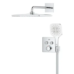 Colonne De Douche Sans Robinetterie|Grohe Precision SmartControl Set de douche encastrée façade thermostatique + Douche de tête + Douchette 3 jets, chrome (G34876000)