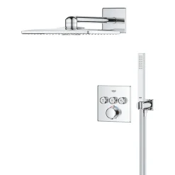 Colonne De Douche Sans Robinetterie|Grohe Precision SmartControl Set de douche encastrée façade thermostatique + Douche de tête 2 jets + Douchette, chrome (G34875000)
