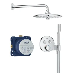Grohe Precision SmartControl Set de douche encastrée avec façade thermostatique + Douche de tête + Douchette, chrome (G34878000)
