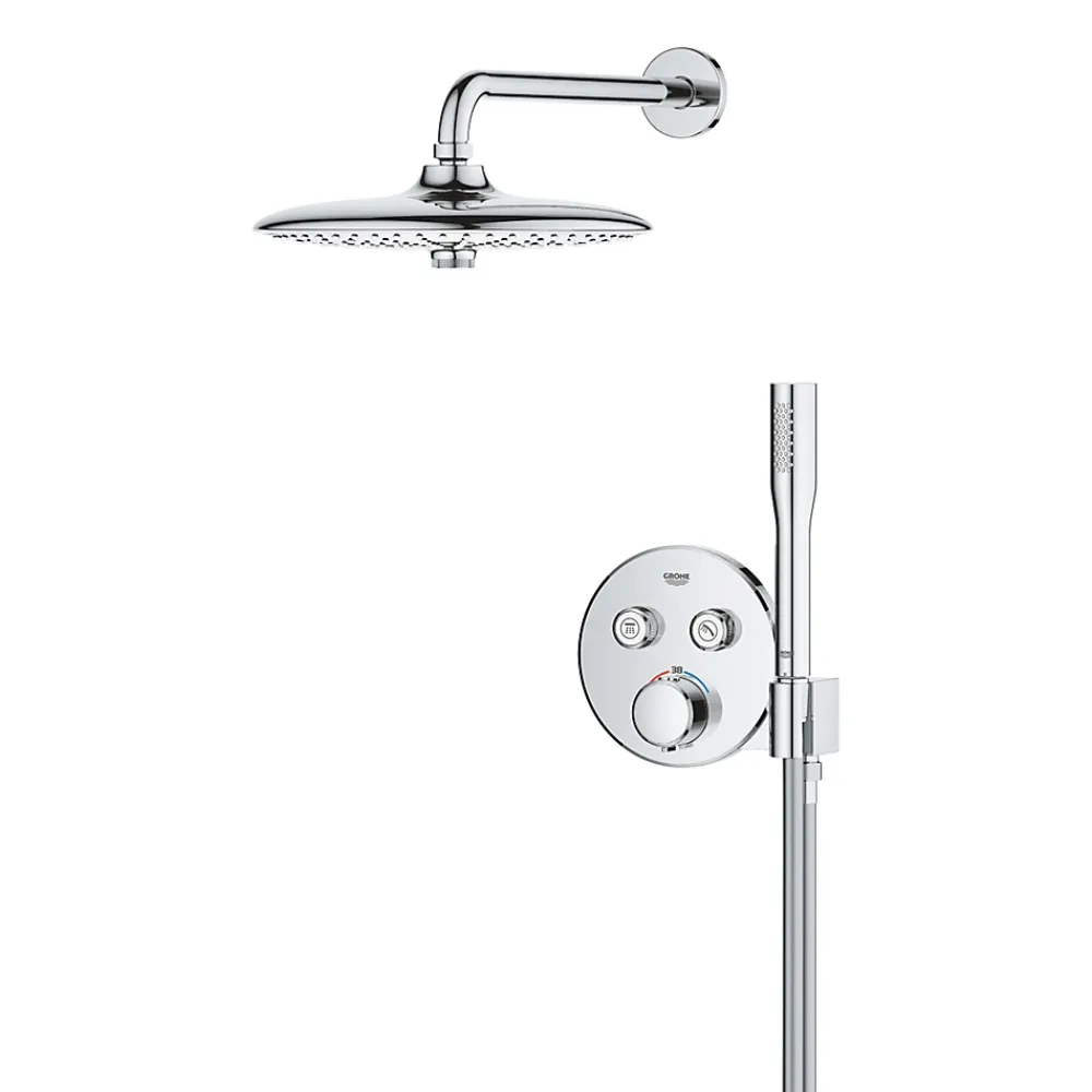 Grohe Precision SmartControl Set de douche encastrée avec façade thermostatique + Douche de tête + Douchette, chrome (G34878000)