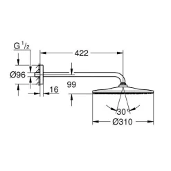 Colonne De Douche Sans Robinetterie|Grohe Rainshower mono 310 ensemble douche de tête et bras 42,2 cm, 1 jet (G26558000)