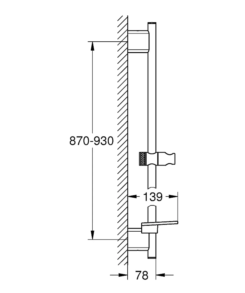Grohe Rainshower Smartactive Barre de douche 900mm avec curseur et support orientable, Warm Sunset (26603DA0)
