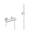 Colonne De Douche Sans Robinetterie|Grohe Set de douche Mitigeur de douche Essence + Douchette Stick 1 jet, support mural, flexible, Chrome (33636001-CUBESTICK)
