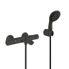 Robinet De Baignoire|Grohe Set de douche mitigeur bain/douche thermostatique + Douchette 2 jets + support mural + Flexible 1750 mm, noir mat