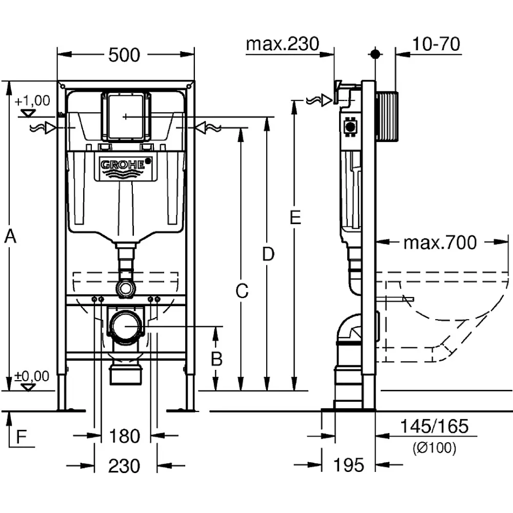 Grohe Solido Bâti-support autoportant WC hauteur 1,13 m 39981000