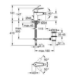 Robinet De Bidet|Grohe Start Mitigeur monocommande pour bidet, taille S, noir mat (325602432)