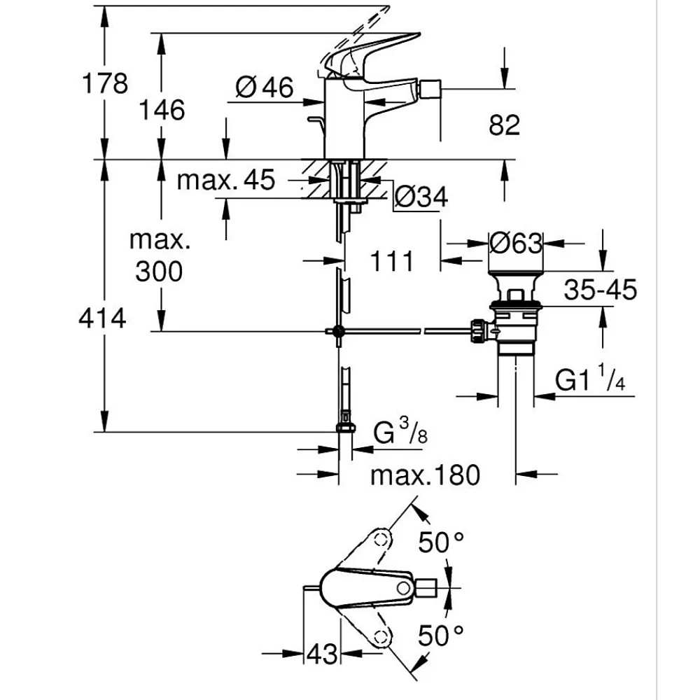 Robinet De Bidet|Grohe Swift Mitigeur monocommande Bidet - Chromé - 24332001