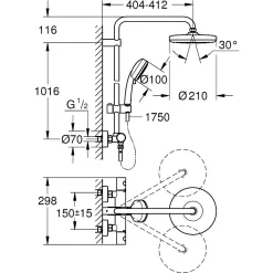 Colonne De Douche Thermostatique|Grohe Tempesta Cosmopolitan System 210 Colonne de douche thermostatique 27922001