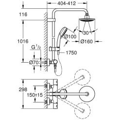 Colonne De Douche Hydromassante|Grohe Tempesta Cosmopolitan 160 Colonne de douche avec mitigeur thermostatique (27922000)
