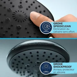 Pommeau De Douche, Flexible Et Barre De Douche|Grohe Vitalio Comfort 110 Set de douche avec support mural + Douchette 2 jets, chrome (G26399001)
