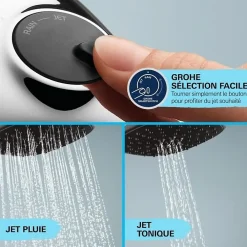 Pommeau De Douche, Flexible Et Barre De Douche|Grohe Vitalio Comfort 110 Set de douche avec support mural + Douchette 2 jets, chrome (G26399001)