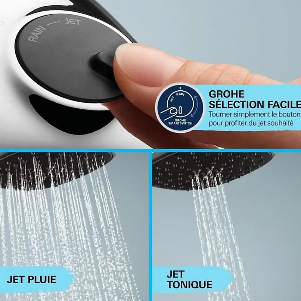 Pommeau De Douche, Flexible Et Barre De Douche|Grohe Vitalio Comfort 110 Set de douche avec support mural + Douchette 2 jets, chrome (G26399001)