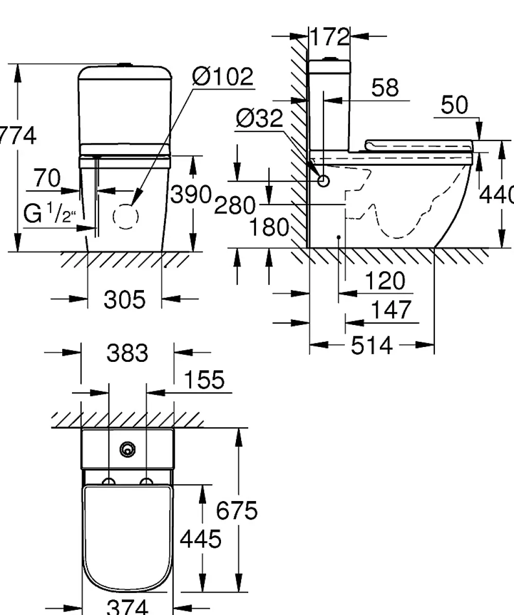 Grohe WC à poser sans bride Euro Ceramic + abattant