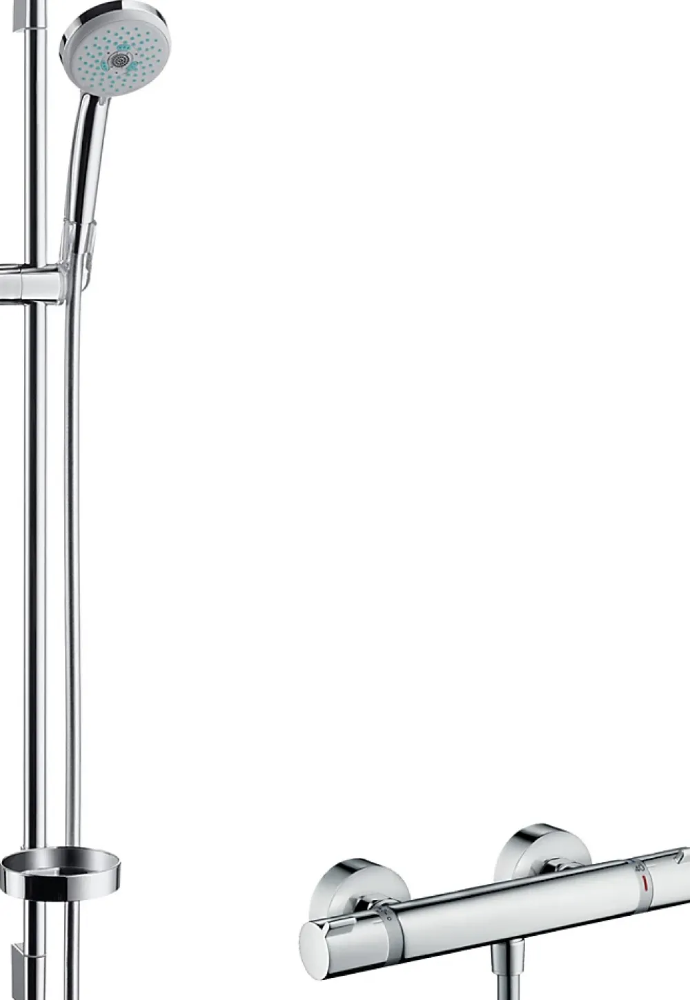 Colonne De Douche Thermostatique|Hansgrohe Croma 100 Set de douche complet Mitigeur Thermostatique + Douchette 3 jets, Chrome (27085000)