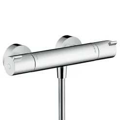 Colonne De Douche Sans Robinetterie|Hansgrohe Ecostat Mitigeur thermostatique douche + Douchette à main XXL 105mm 3 jets, Flexible de douche 125cm, support mural