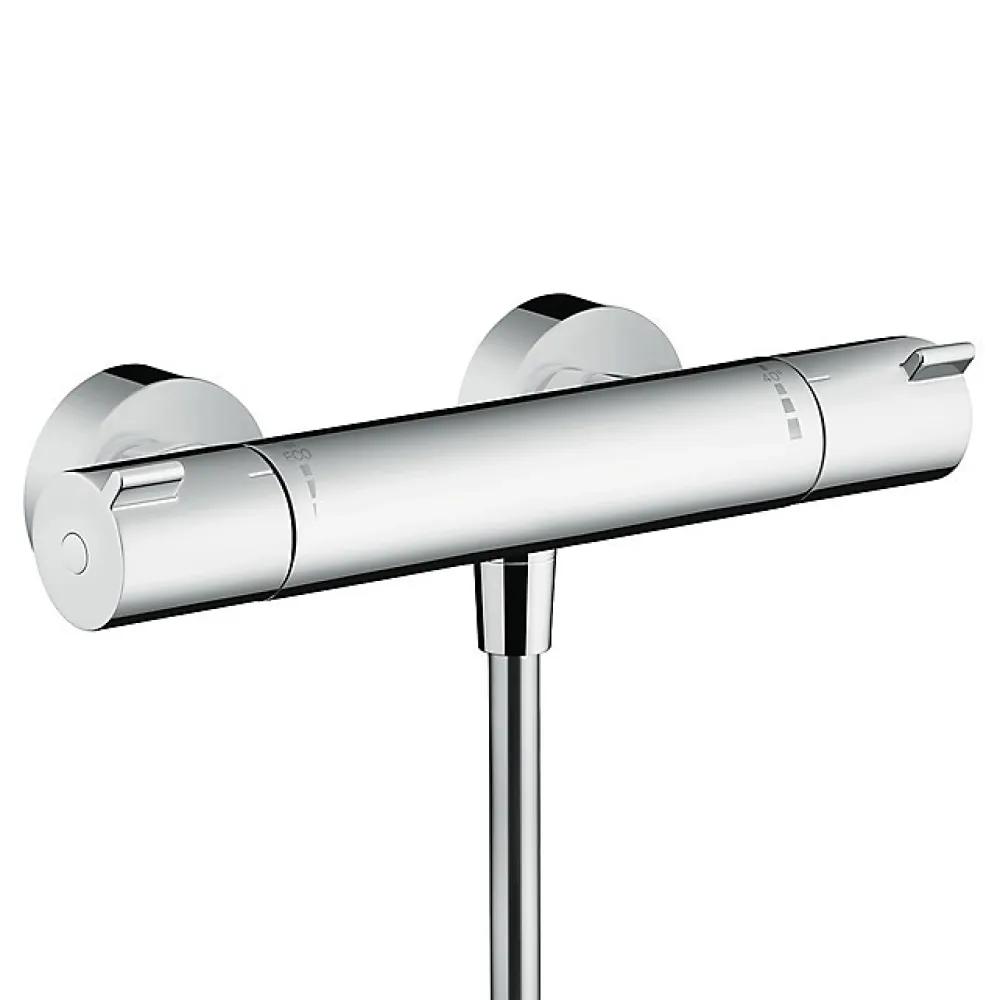 Colonne De Douche Sans Robinetterie|Hansgrohe Ecostat Mitigeur thermostatique douche + Douchette à main XXL 105mm 3 jets, Flexible de douche 125cm, support mural