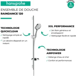 Pommeau De Douche, Flexible Et Barre De Douche|Hansgrohe Ensemble de douche Raindance 120 3 jets avec barre et porte-savon