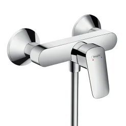 Hansgrohe Ensemble de douche Logis Mitigeur mural + Douchette 2 jets avec Barre 65cm + Flexible, Chrome (71600000-Vernis)